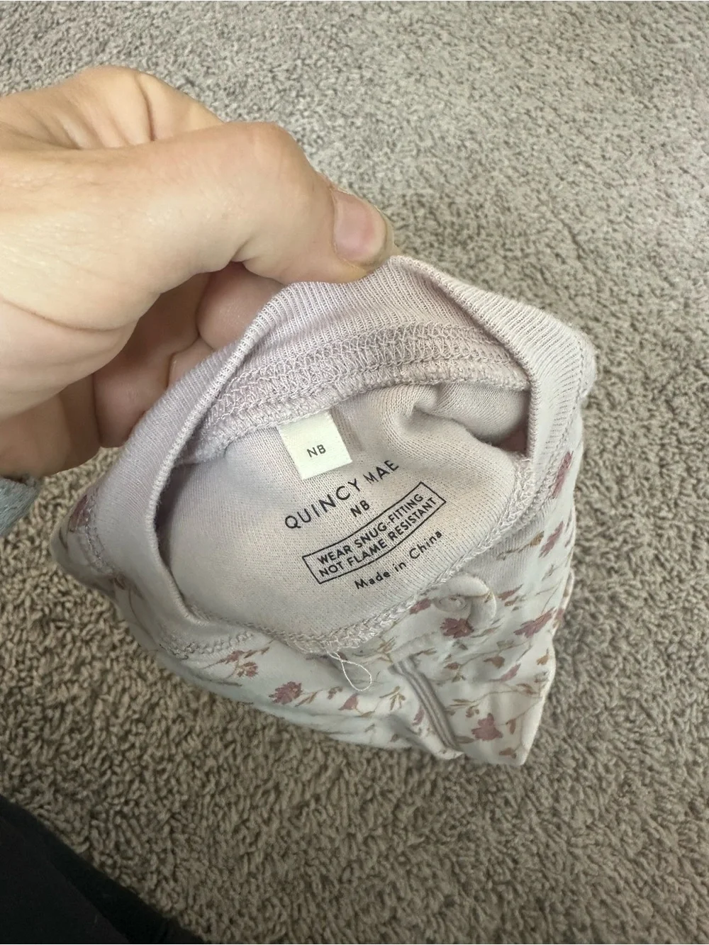 Quincy Mae Cream Footie with Pink Floral Print